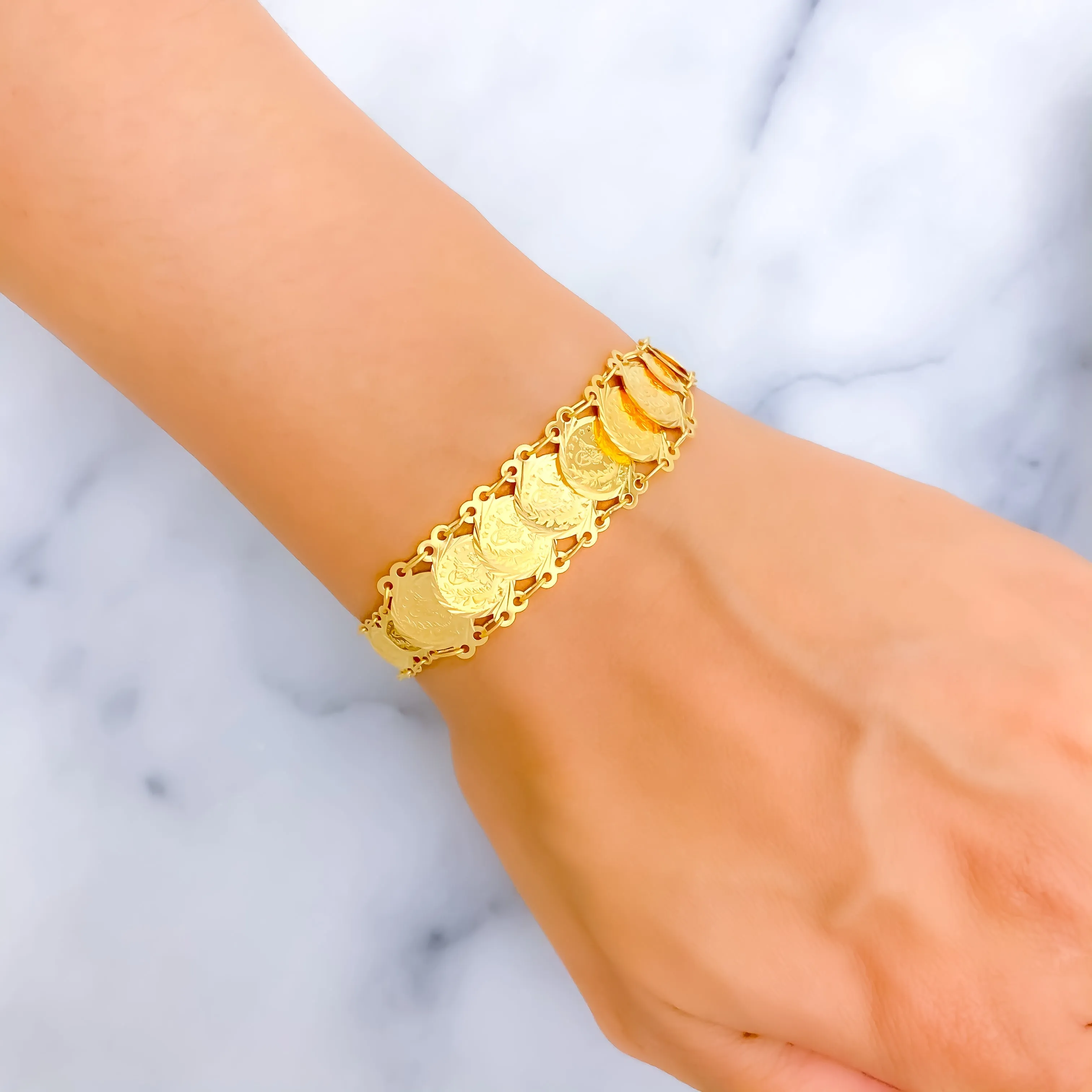 Bold Gorgeous 21k Gold Coin Bracelet