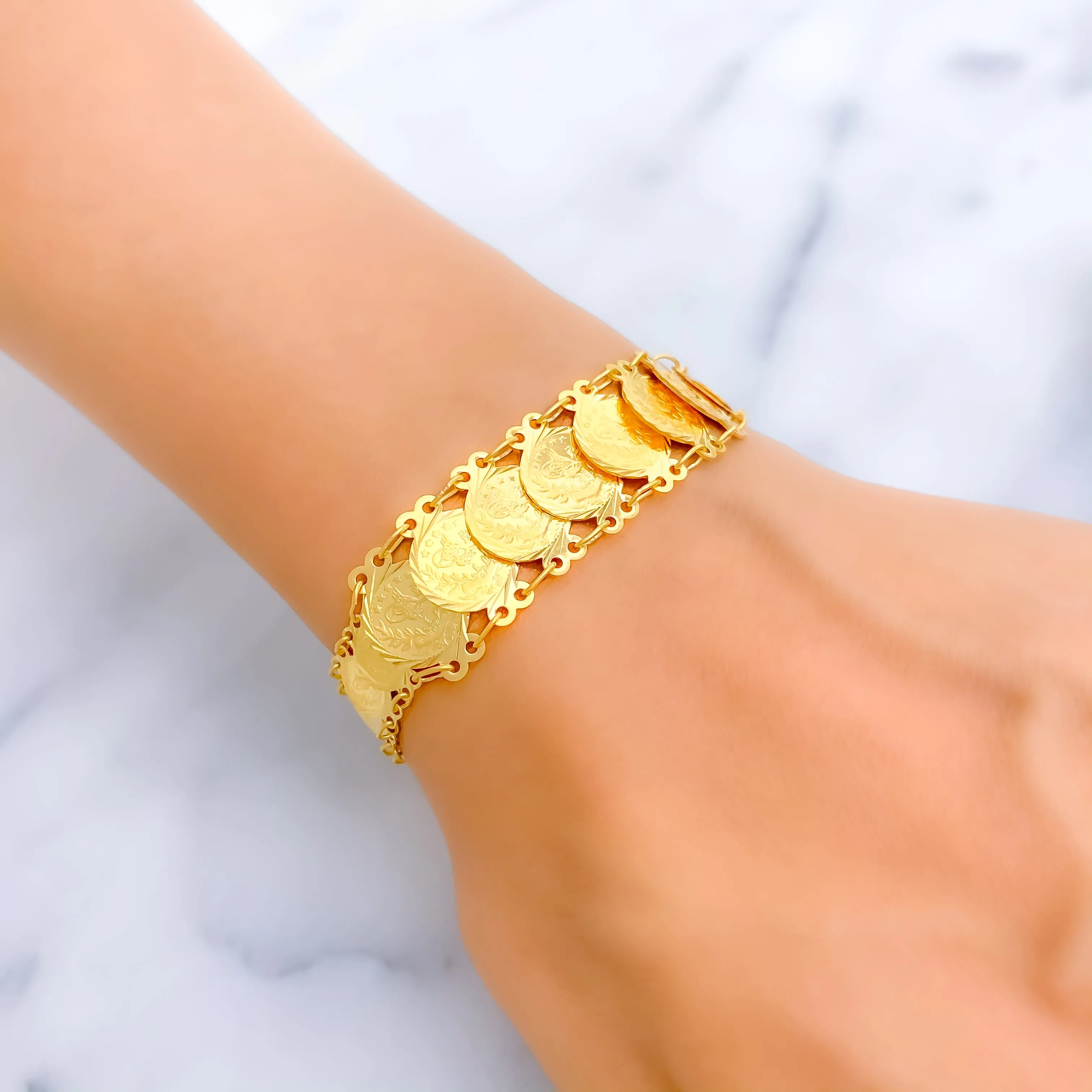 Bold Gorgeous 21k Gold Coin Bracelet