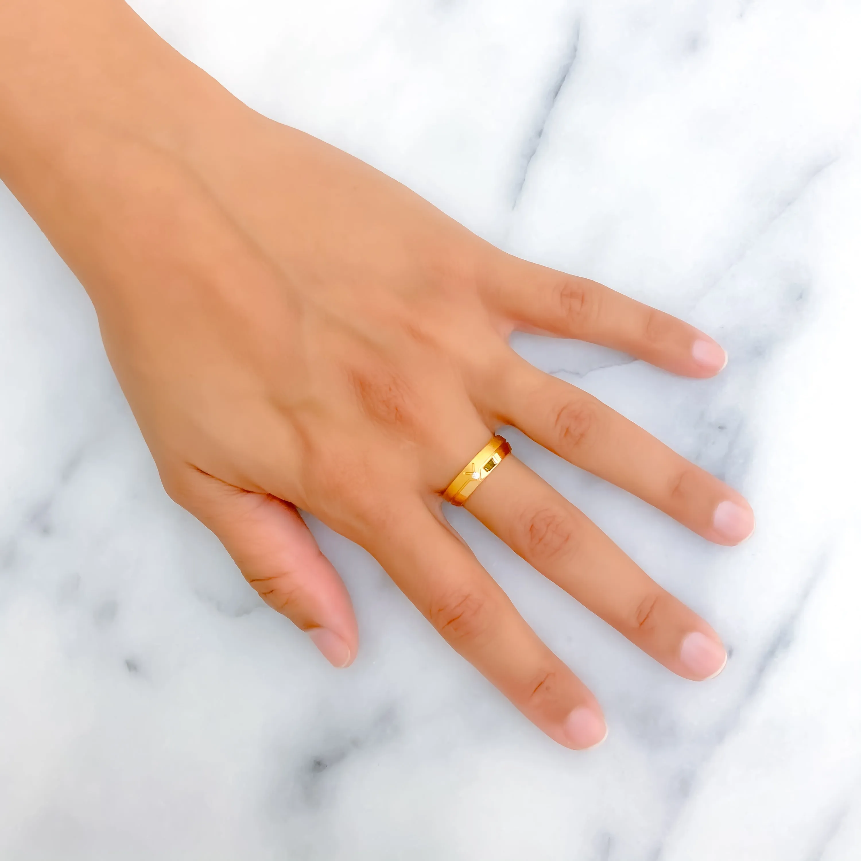 Bold Poised 21k Gold CZ Band