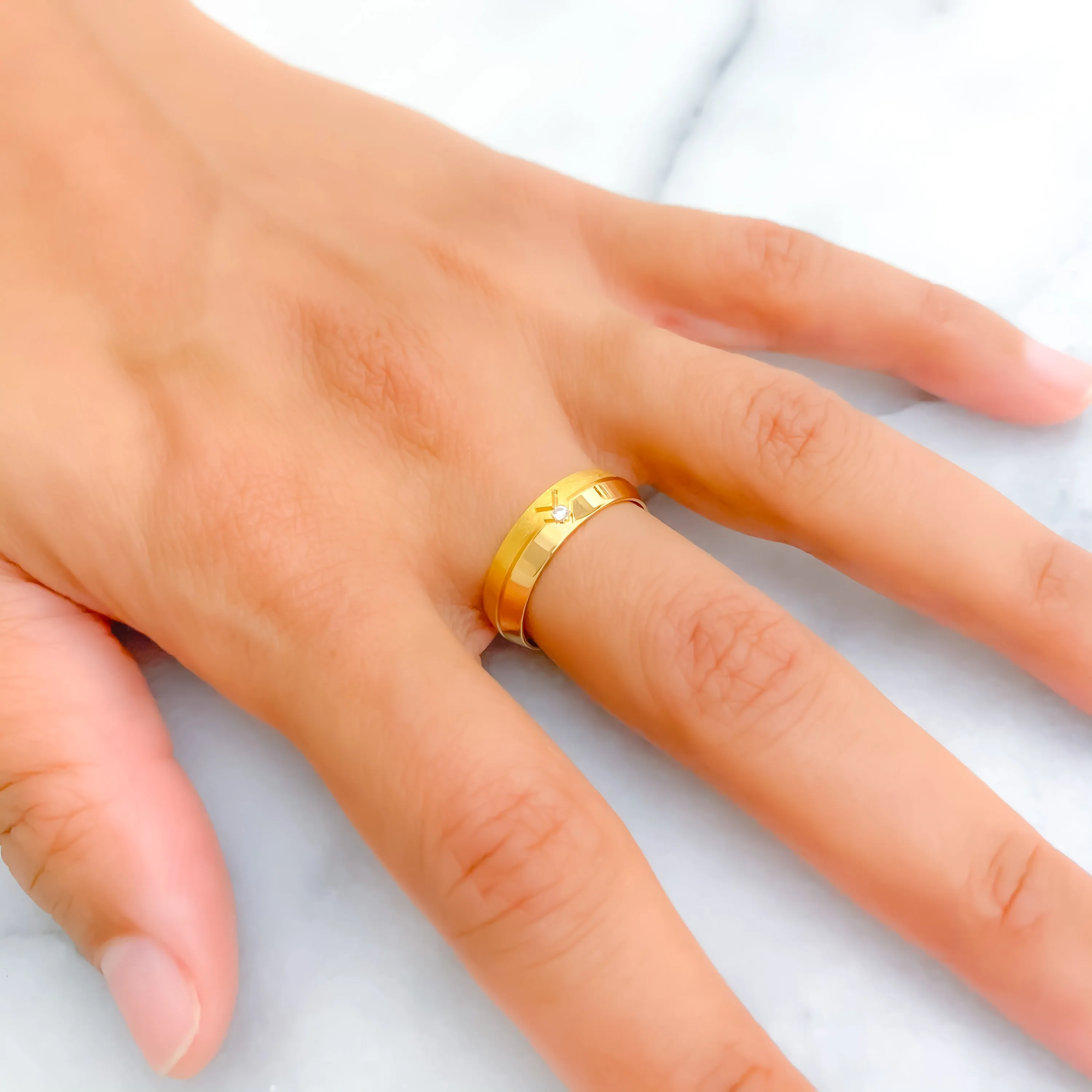 Bold Poised 21k Gold CZ Band
