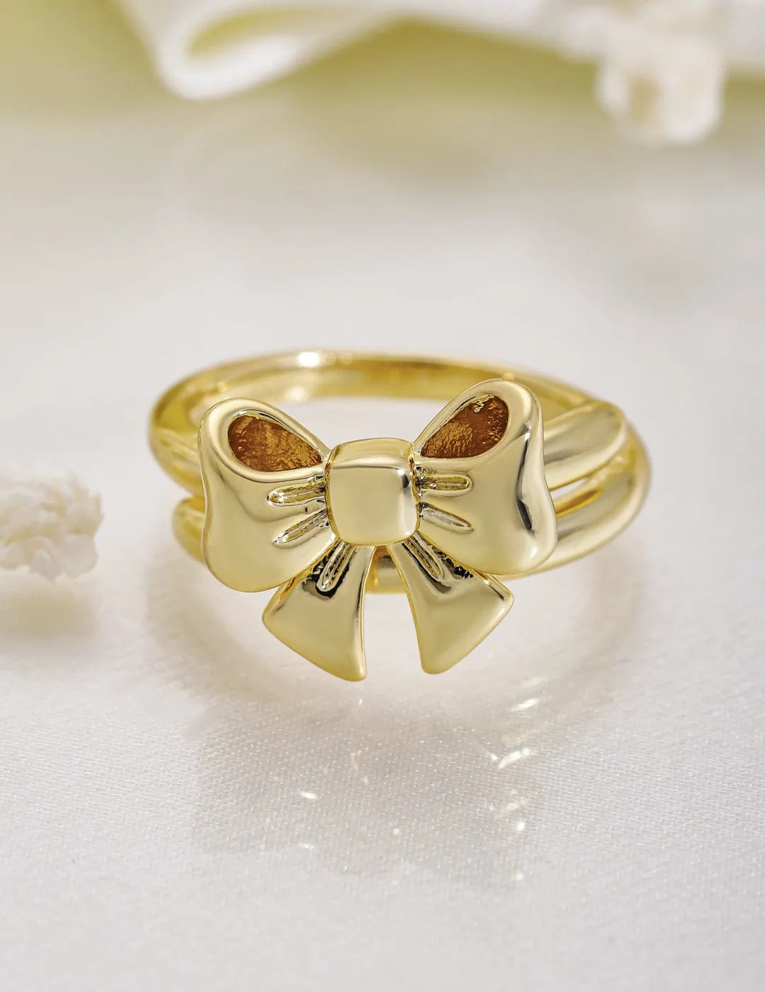 Bow-ring Adjustable Ring  Gold Plated