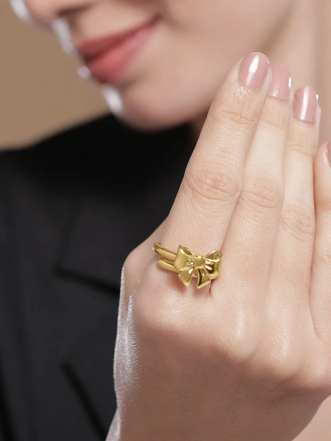 Bow-ring Adjustable Ring  Gold Plated