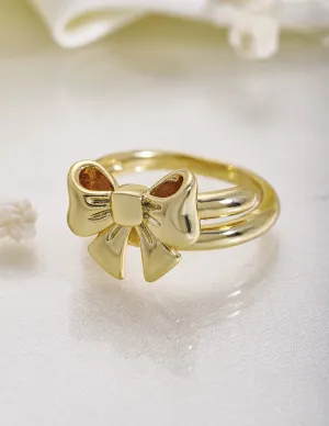Bow-ring Adjustable Ring  Gold Plated