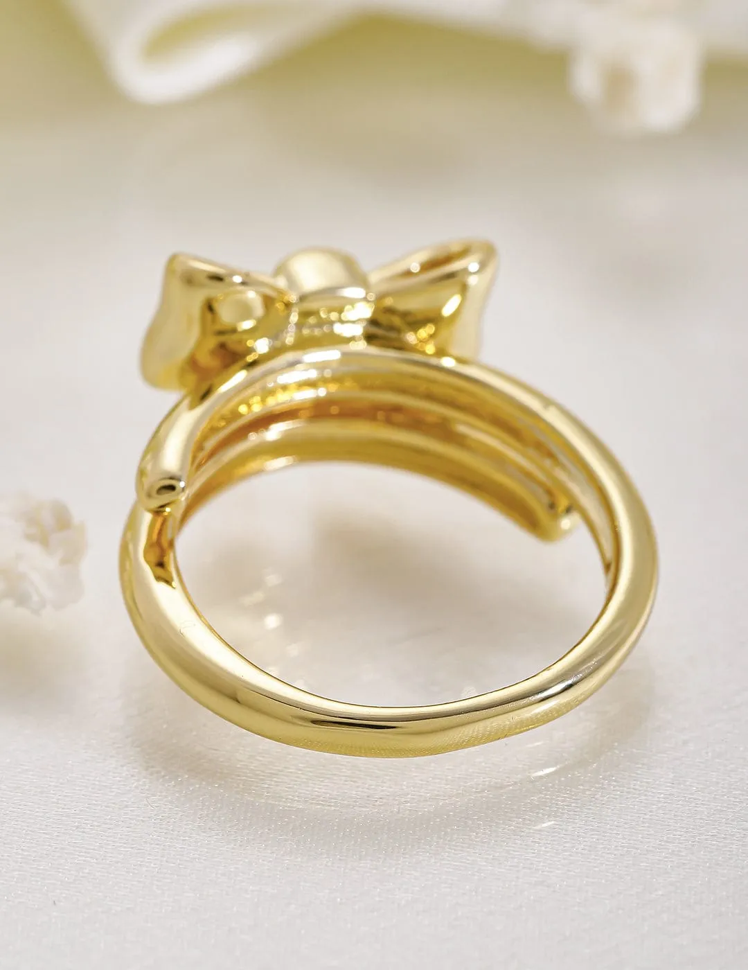 Bow-ring Adjustable Ring  Gold Plated
