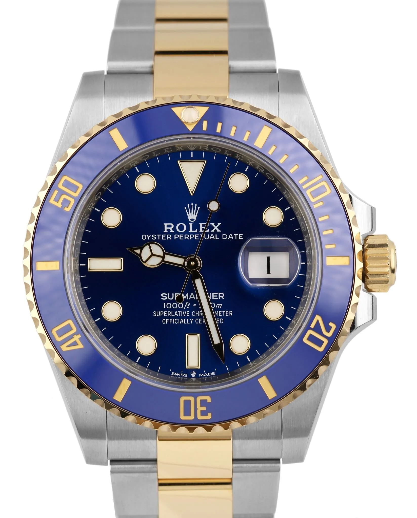 BRAND NEW Rolex Submariner Date 41mm Ceramic Two-Tone Gold Blue Watch 126613 LB