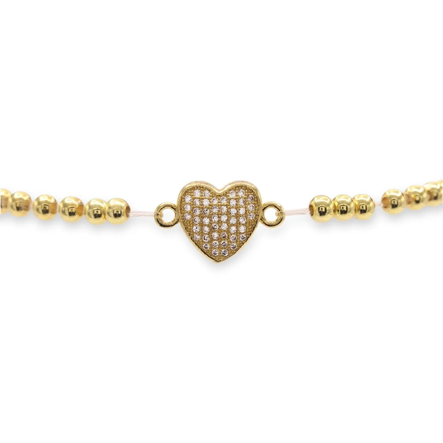 Brass Cubic Zirconia Heart Charm Bracelet Women