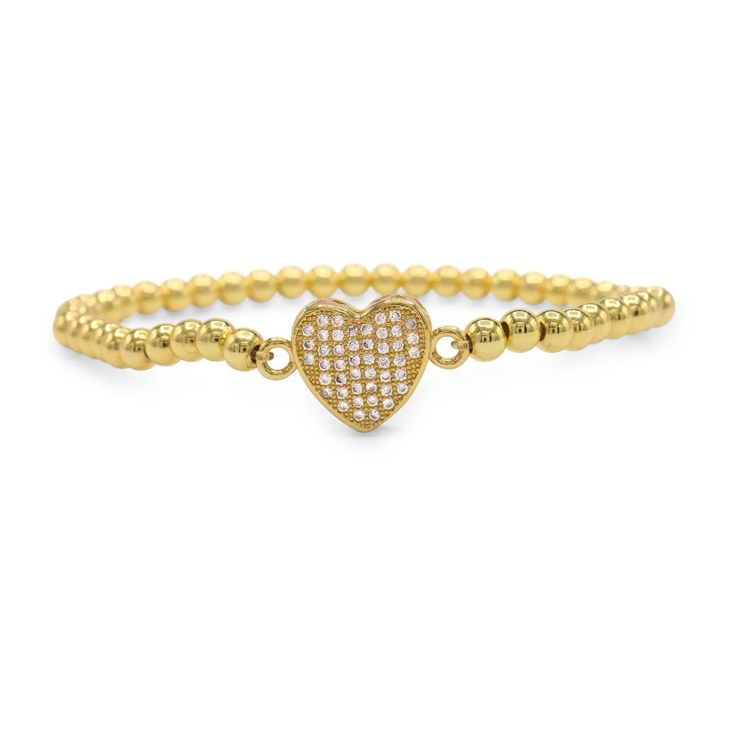 Brass Cubic Zirconia Heart Charm Bracelet Women