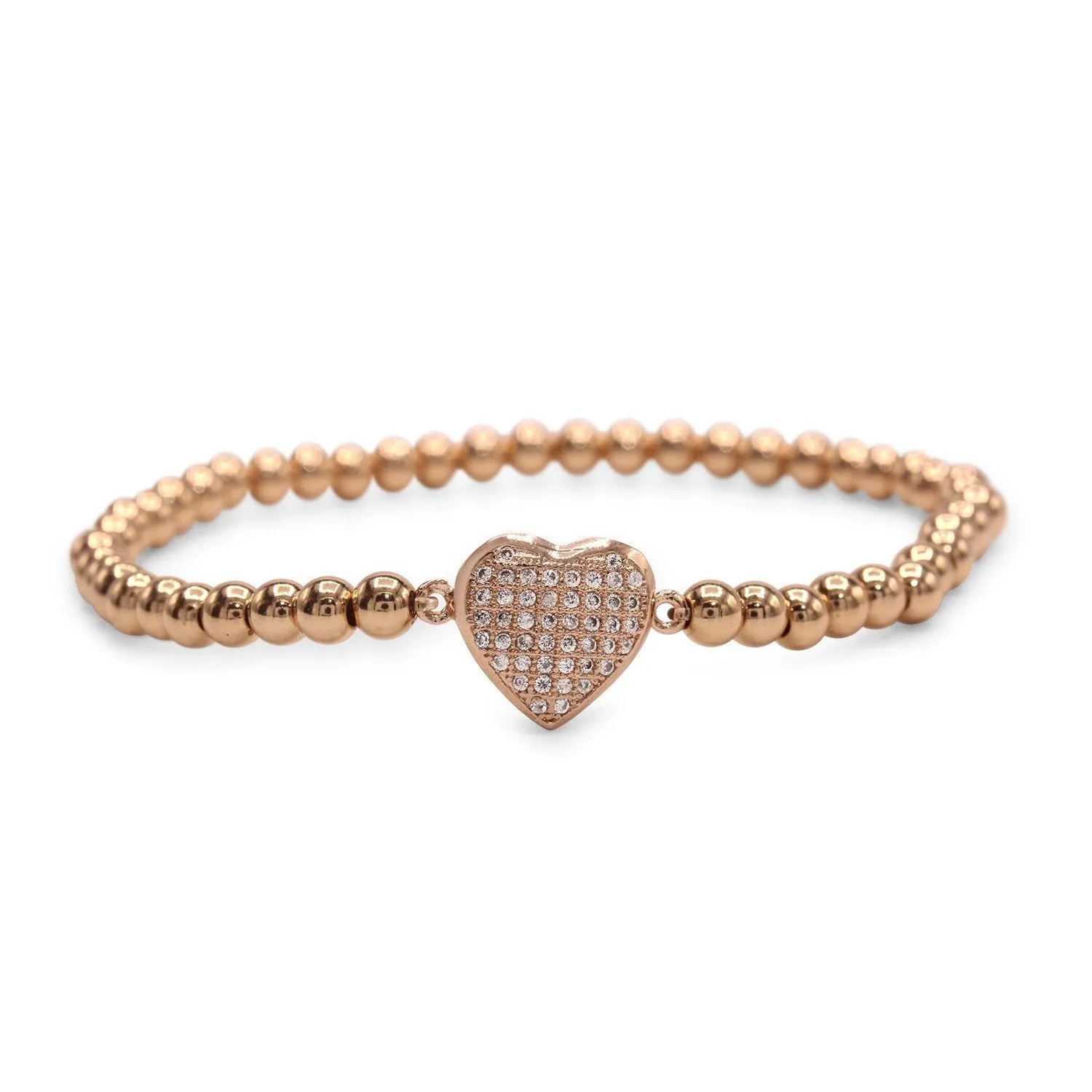 Brass Cubic Zirconia Heart Charm Bracelet Women
