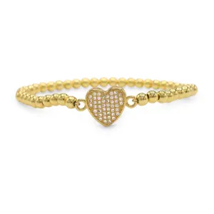 Brass Cubic Zirconia Heart Charm Bracelet Women
