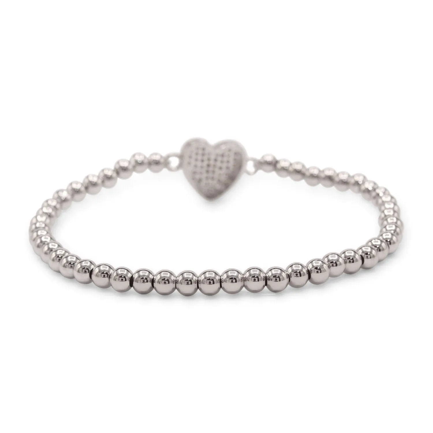Brass Cubic Zirconia Heart Charm Bracelet Women