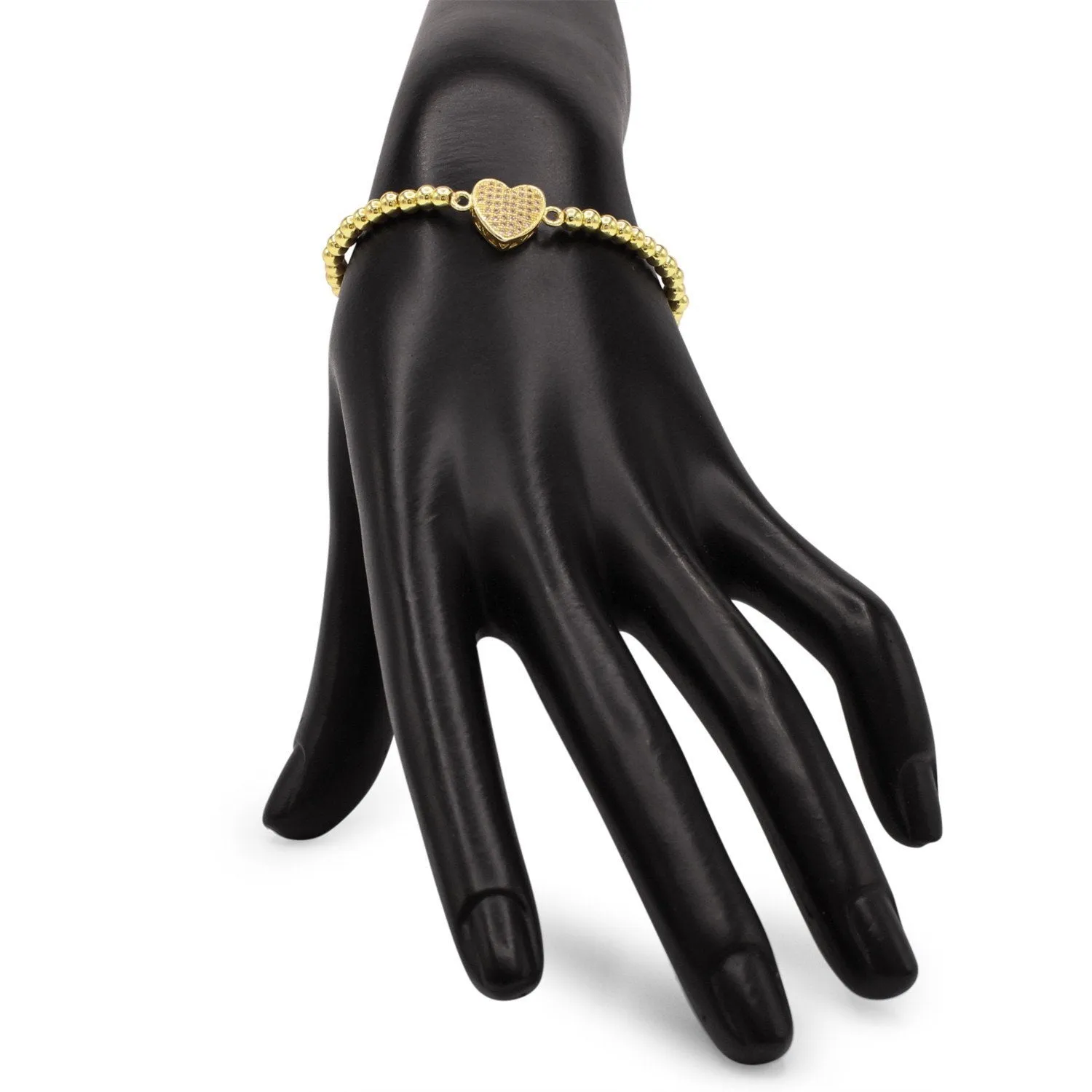 Brass Cubic Zirconia Heart Charm Bracelet Women