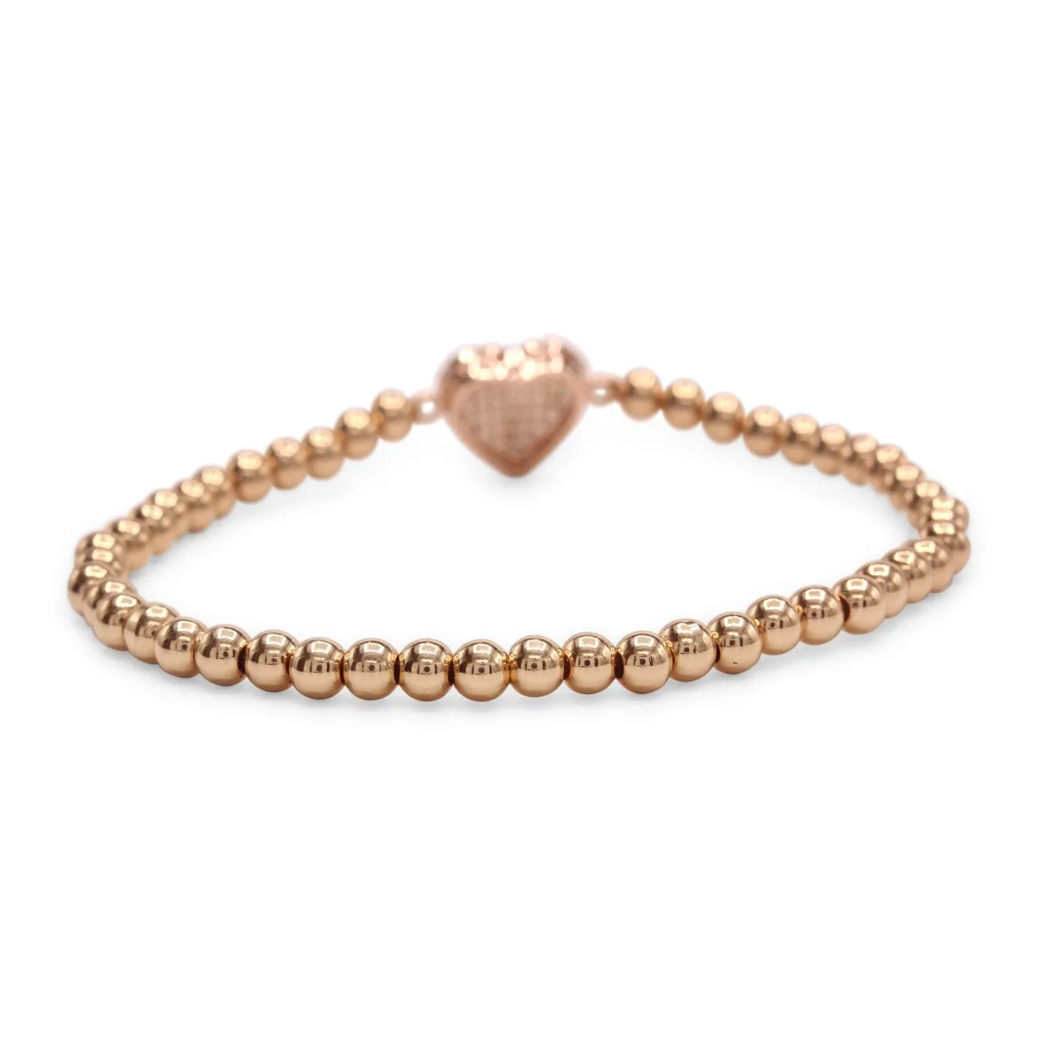 Brass Cubic Zirconia Heart Charm Bracelet Women