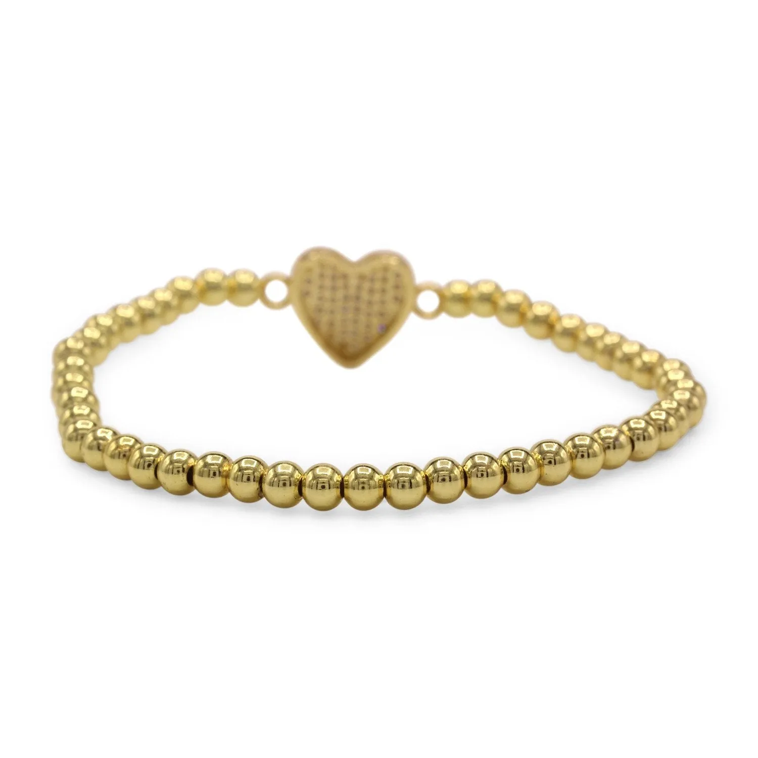 Brass Cubic Zirconia Heart Charm Bracelet Women