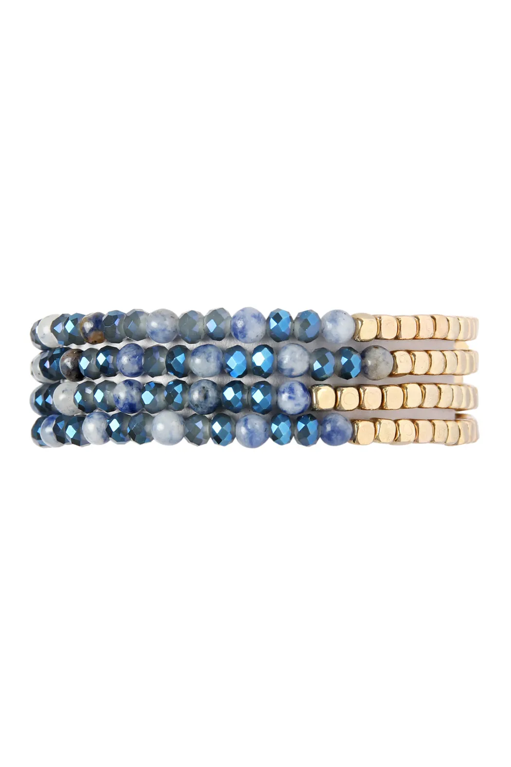 BRASS, STONE, GLASS FOUR SET BEADS BRACELET