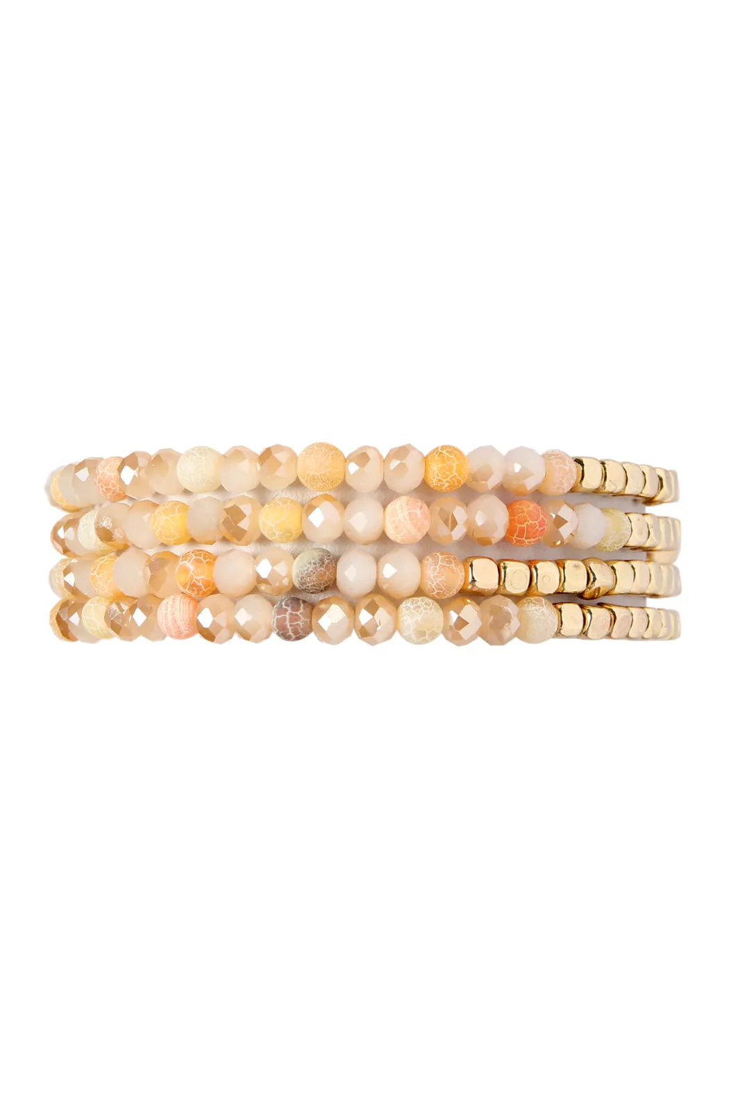 BRASS, STONE, GLASS FOUR SET BEADS BRACELET