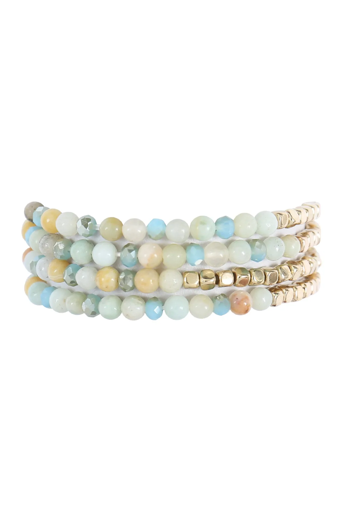 BRASS, STONE, GLASS FOUR SET BEADS BRACELET
