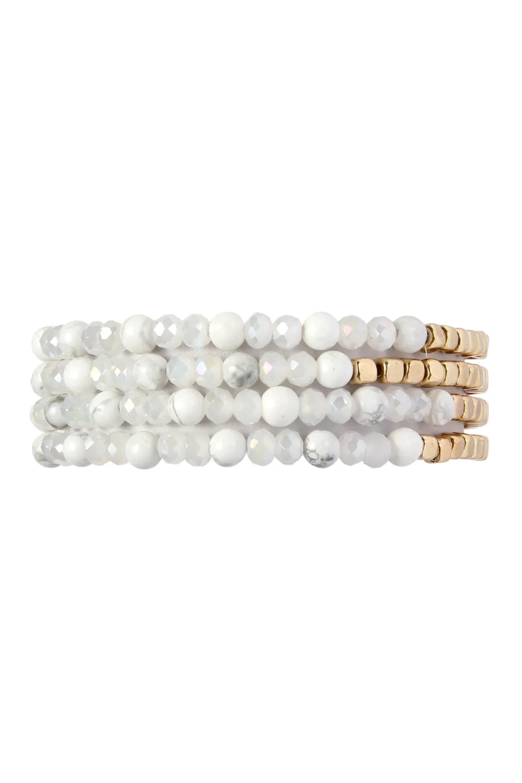 BRASS, STONE, GLASS FOUR SET BEADS BRACELET