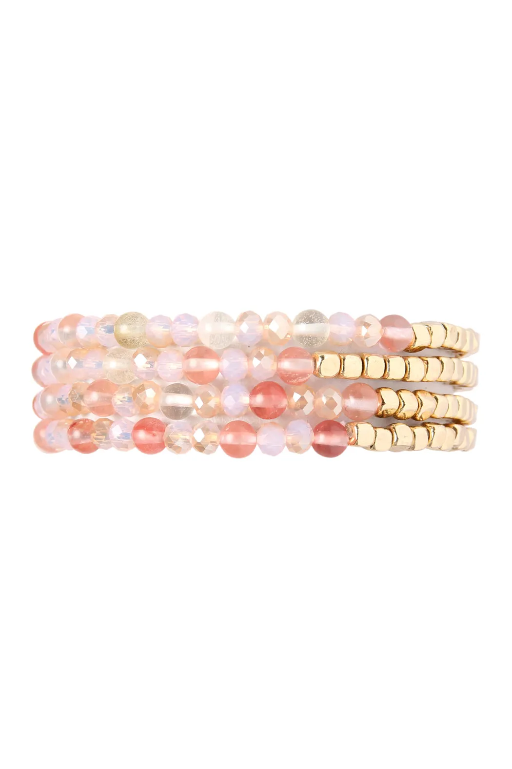 BRASS, STONE, GLASS FOUR SET BEADS BRACELET