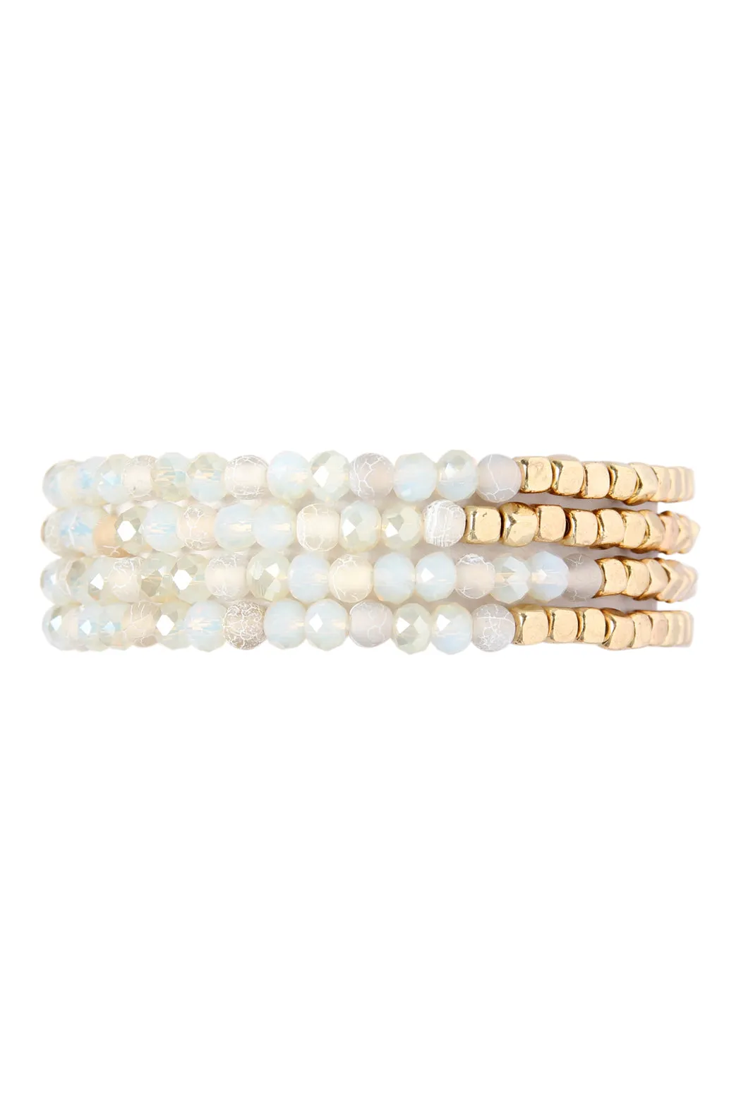 BRASS, STONE, GLASS FOUR SET BEADS BRACELET