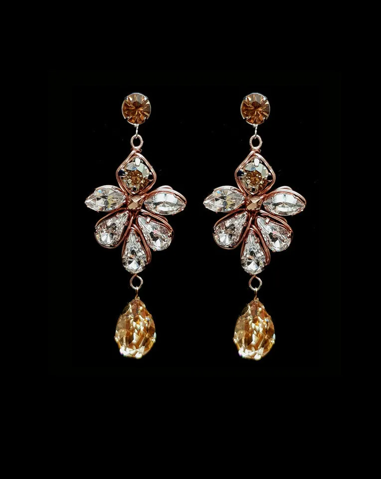 Bridal earrings - elegant and funky glamour style - Pia crystal by Kezani