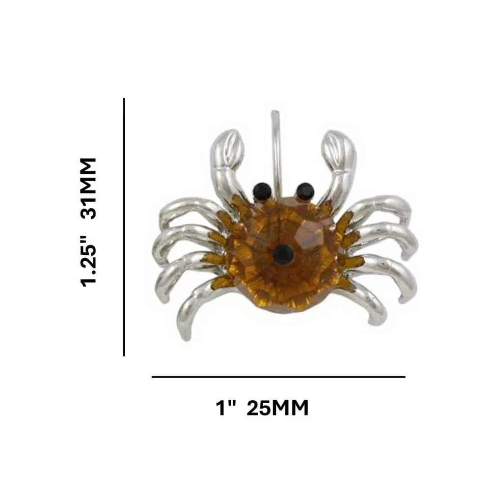 Brown Bead Crab with Black Eyes Pierced Leverback Earring - SPA914E