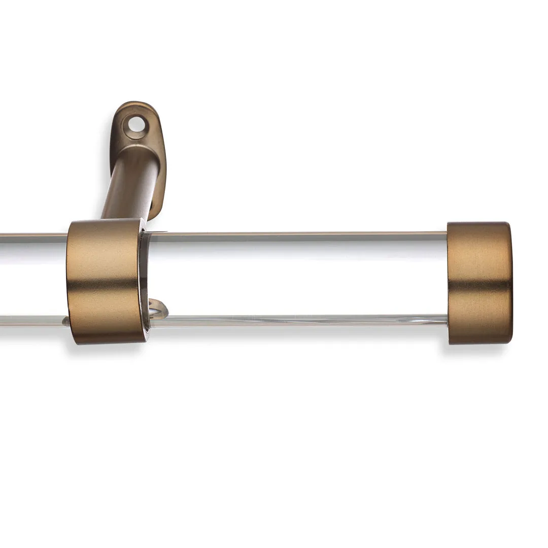 Cambria Designer Series 1 1/8 In Dia. Clear Acrylic Fixed Length Curtain Rod w/ End Cap MODE Size: 162" Finish: Gold