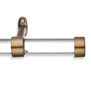 Cambria Designer Series 1 1/8 In Dia. Clear Acrylic Fixed Length Curtain Rod w/ End Cap MODE Size: 162" Finish: Gold