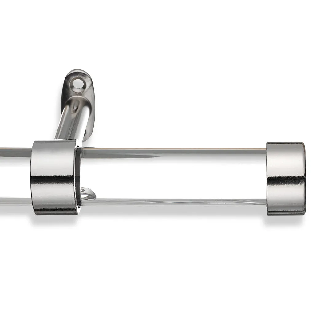 Cambria Designer Series 1 1/8 In Dia. Clear Acrylic Fixed Length Curtain Rod w/ End Cap MODE Size: 48" Finish: Graphite