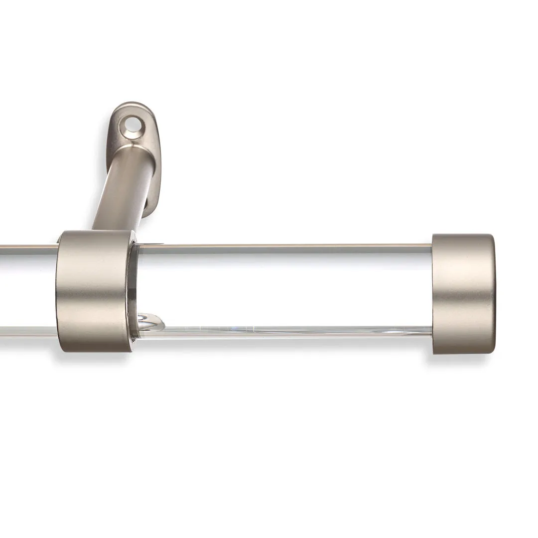 Cambria Designer Series 1 1/8 In Dia. Clear Acrylic Fixed Length Curtain Rod w/ End Cap MODE Size: 48" Finish: Graphite
