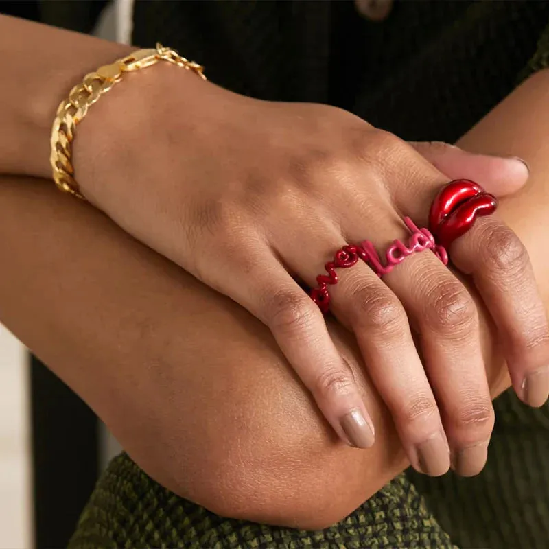 CANNER Red LOVE Letter Rings For Women Charming Colors Enamel Dripping Oil Rings For Lovers Ins Valentine's Day Anillos Jewelry