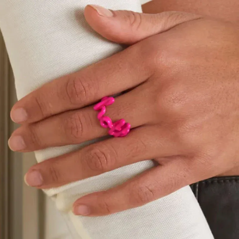 CANNER Red LOVE Letter Rings For Women Charming Colors Enamel Dripping Oil Rings For Lovers Ins Valentine's Day Anillos Jewelry