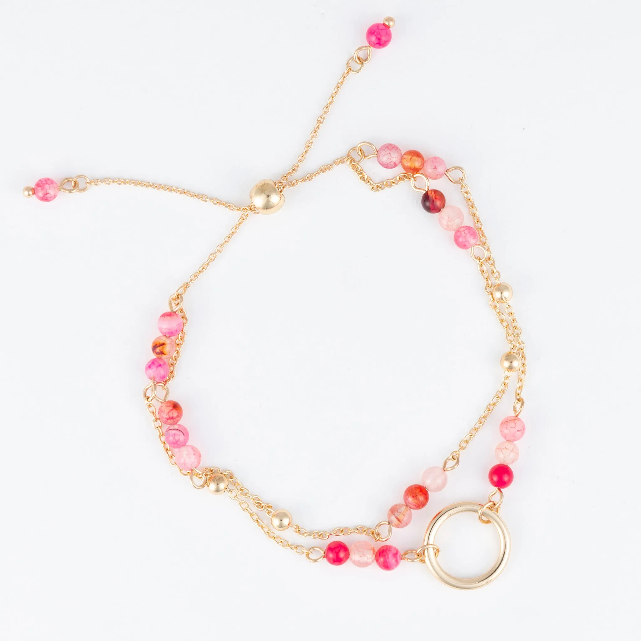 Celie Multi Row Genuine Stone Bolo Bracelet