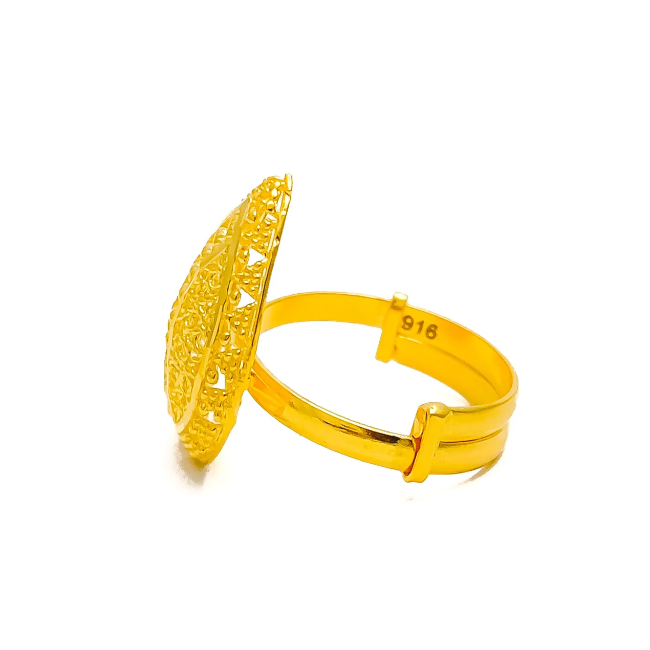 Charming Sleek 22k Gold Semi Statement Ring