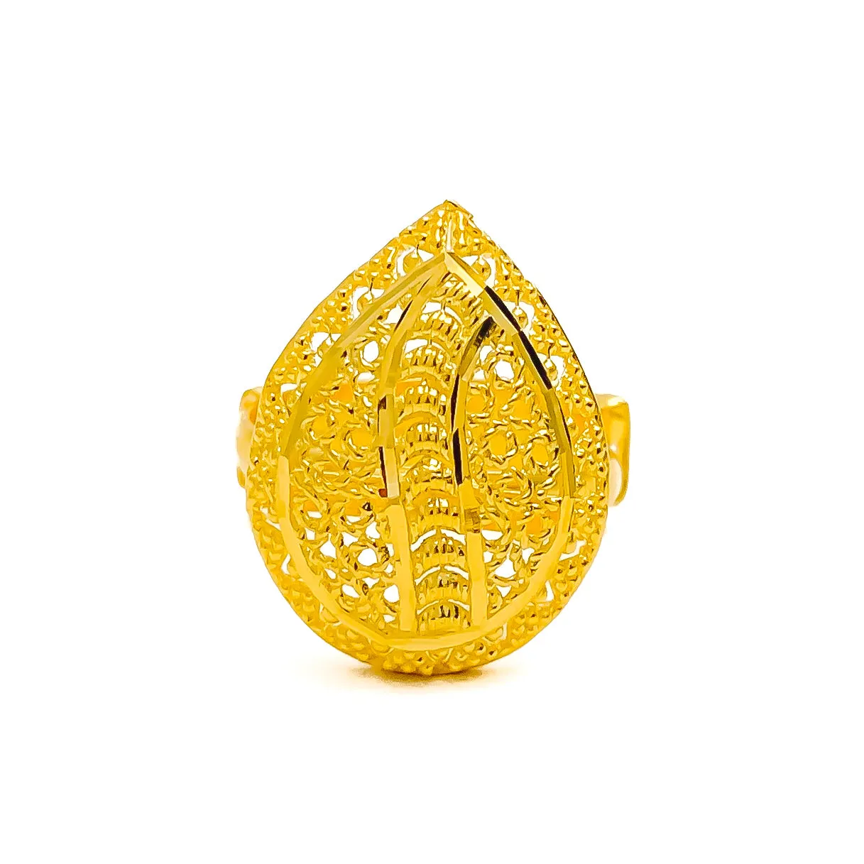 Charming Sleek 22k Gold Semi Statement Ring
