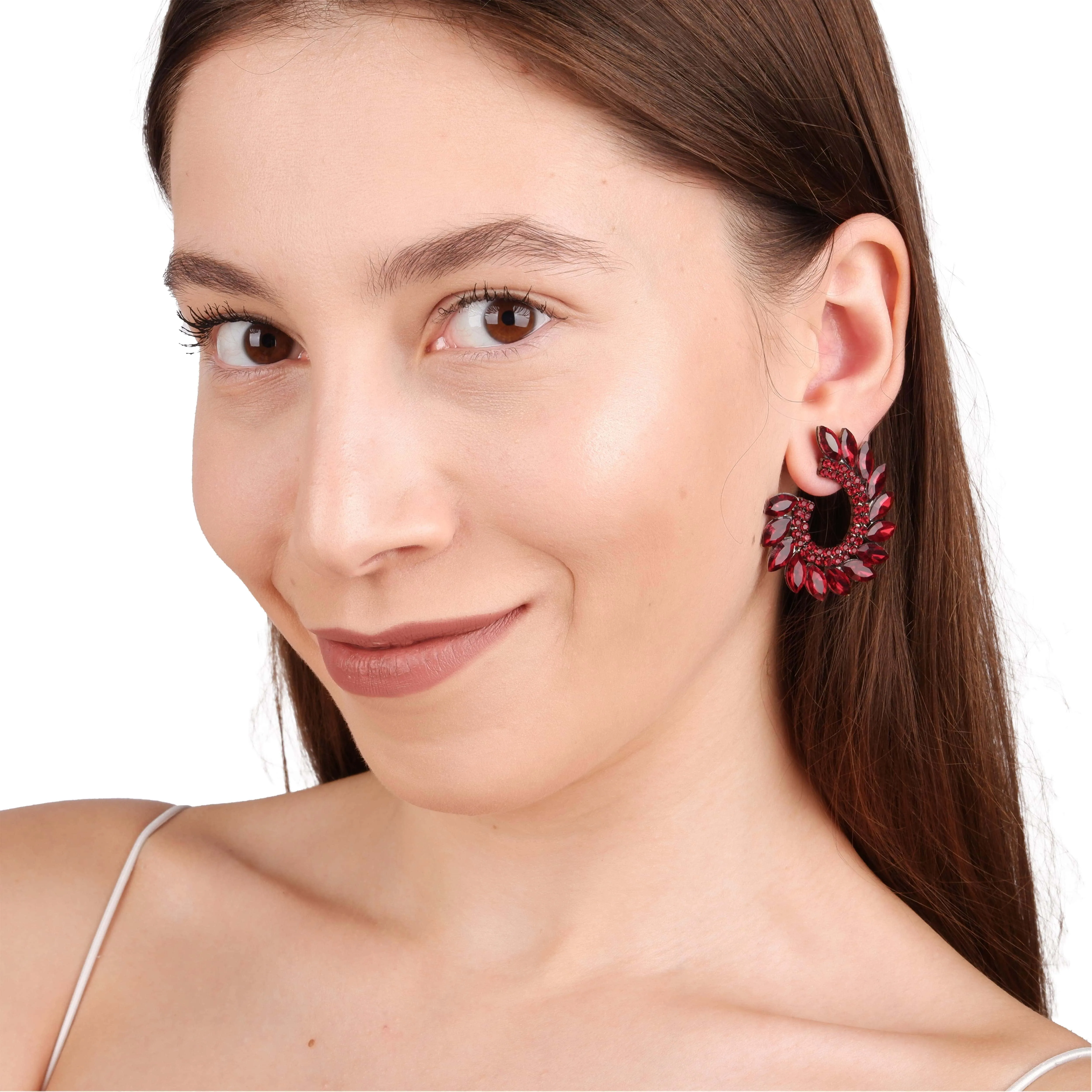 Chic Crystal Stone Hoop Earrings