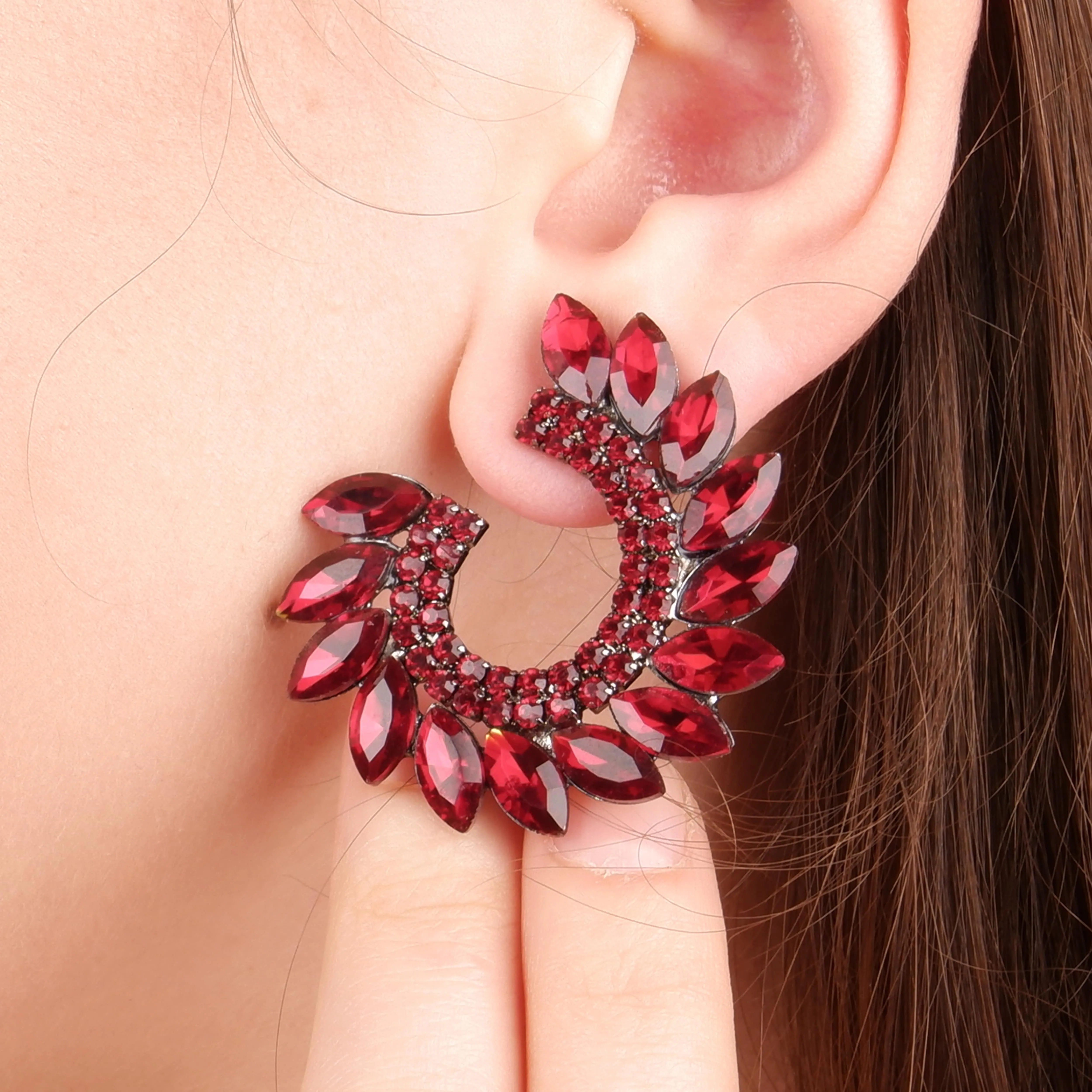Chic Crystal Stone Hoop Earrings