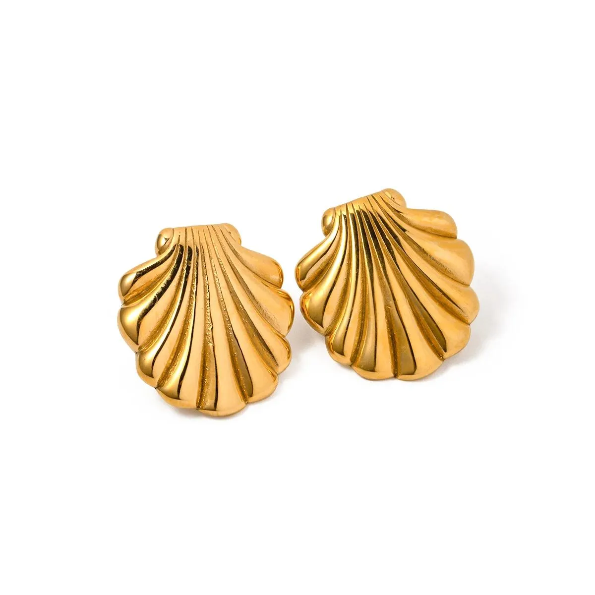 Chic Gold Plated Shell Earrings