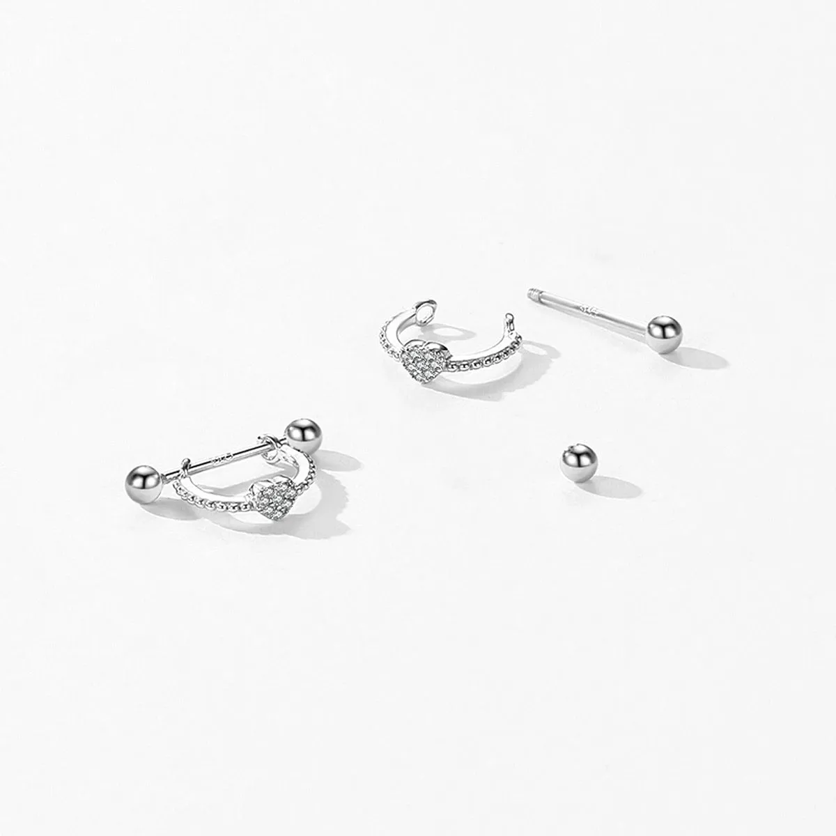Chic Heart Bead Hoop Earrings