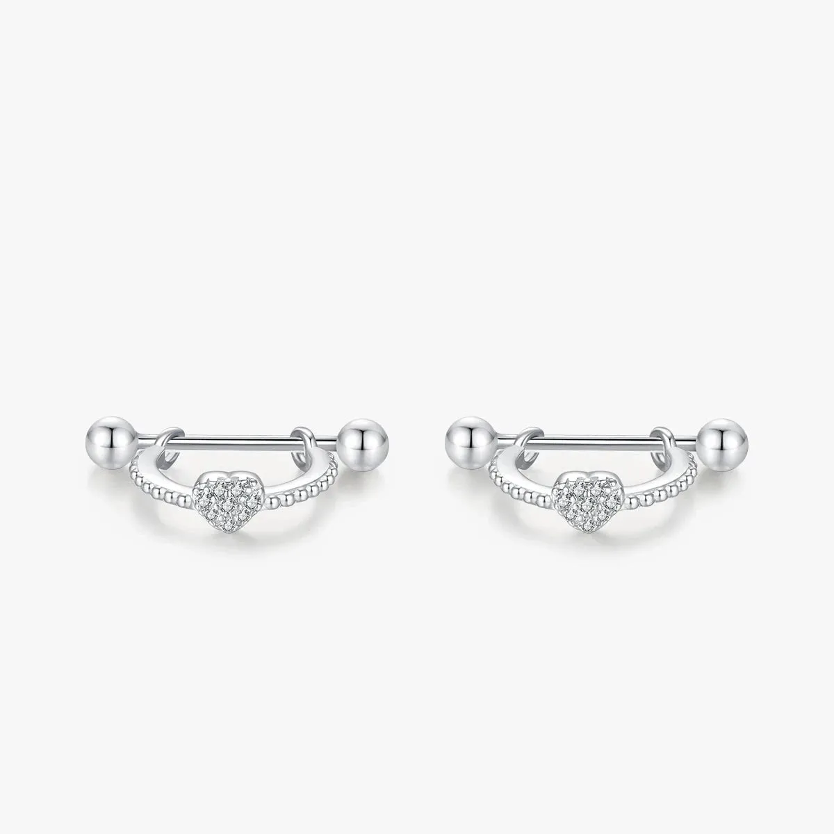 Chic Heart Bead Hoop Earrings