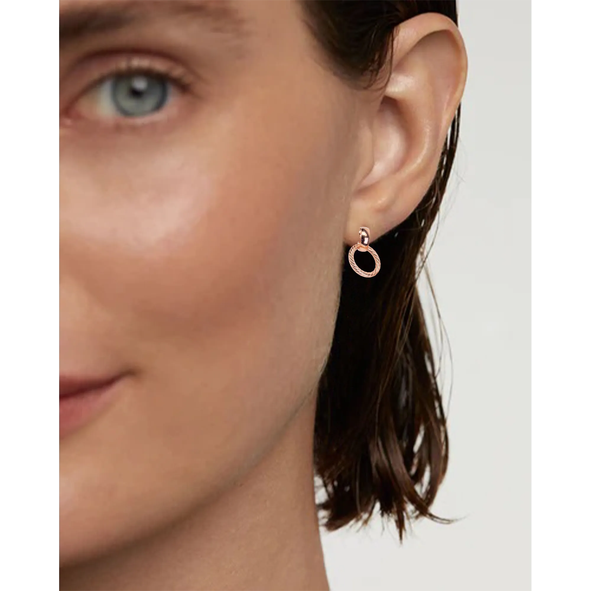 Chic Rose Gold Tube Dangling Earrings