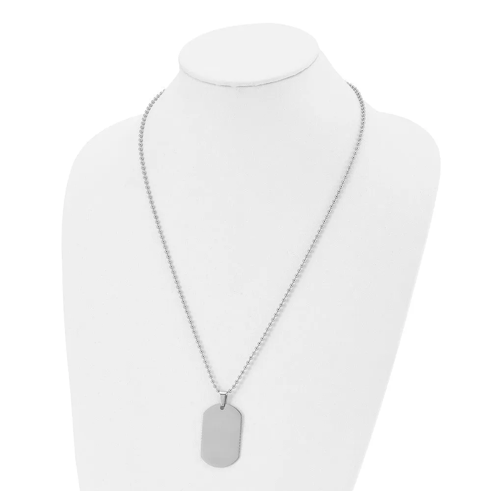 Chisel Stainless Steel Polished Dog Tag on a 24 inch Cable Chain Necklace