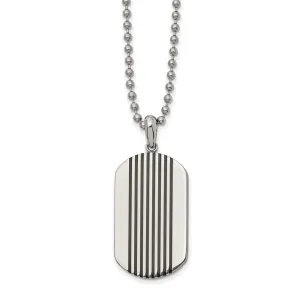 Chisel Stainless Steel Polished with Black Enamel Stripes Dog Tag on a 22 inch Ball Chain Necklace