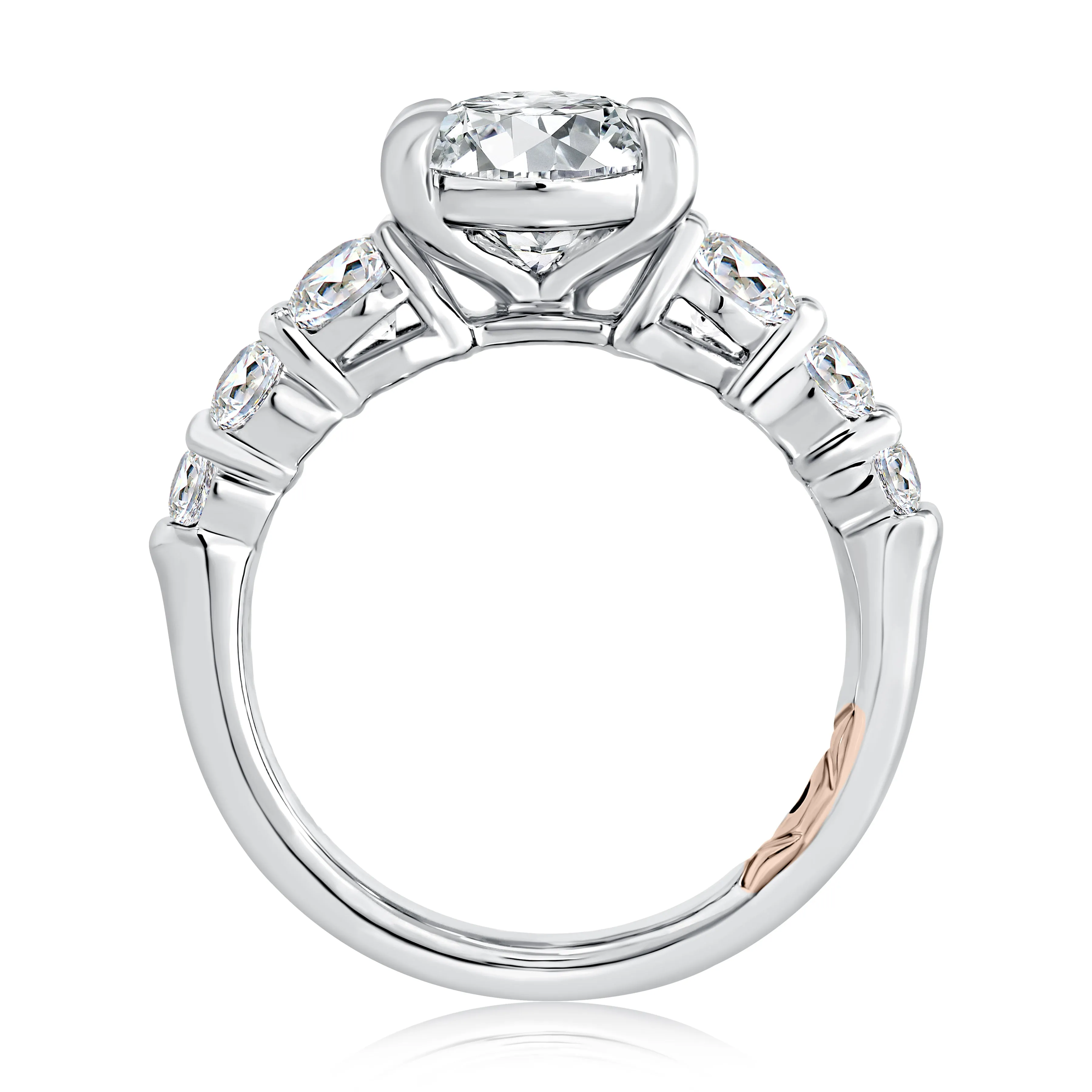 Classic Four Prong Oval Cut Diamond Flanked Engagement Ring