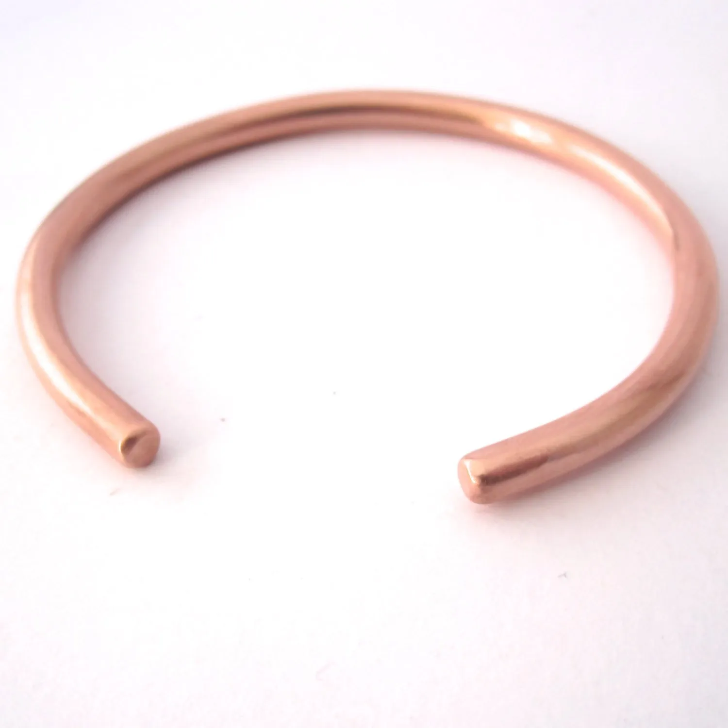 Classic Men's or Unisex Sleek Hand-Made Heavy Round Copper or Brass Bracelet - 0138