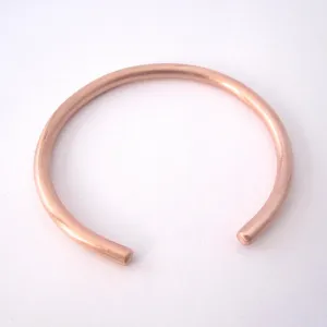 Classic Men's or Unisex Sleek Hand-Made Heavy Round Copper or Brass Bracelet - 0138