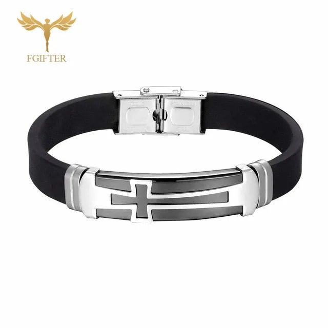 Classical Mens  Christian Cross Bracelet