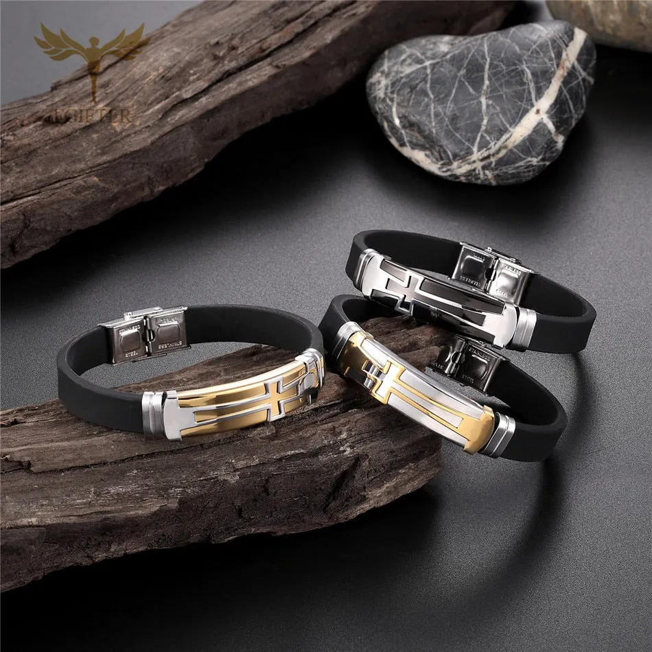 Classical Mens  Christian Cross Bracelet