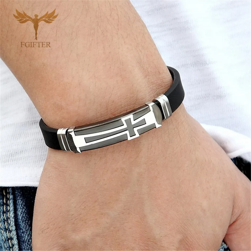 Classical Mens  Christian Cross Bracelet