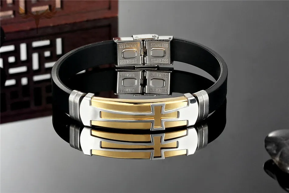 Classical Mens  Christian Cross Bracelet