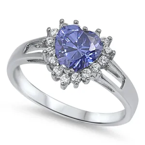 Clear CZ Unique Heart Love Promise Ring New .925 Sterling Silver Band Sizes 5-9
